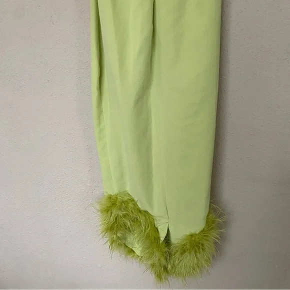 House of CB ‘Alessia’ Lime Feathered Midi Dress NWOT size XS‎ $299 - Picture 7 of 16